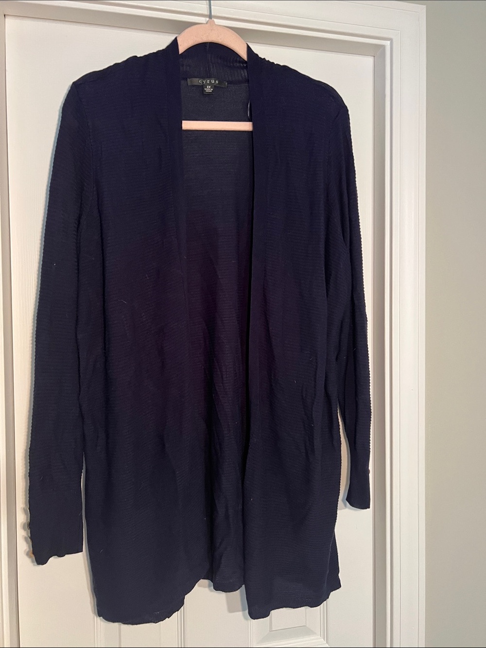 Cyrus Open-Front Navy Cardigan Sweater